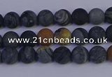 CPJ491 15.5 inches 6mm round matte black picasso jasper beads