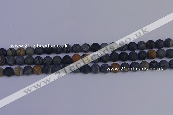 CPJ493 15.5 inches 10mm round matte black picasso jasper beads