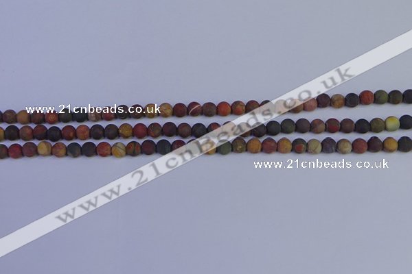 CPJ500 15.5 inches 4mm round matte picasso jasper beads wholeasle