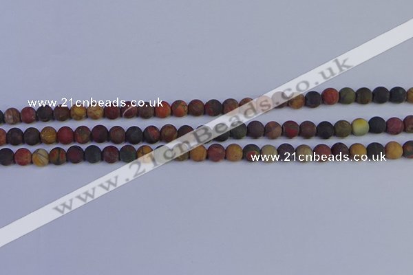 CPJ501 15.5 inches 6mm round matte picasso jasper beads wholesale