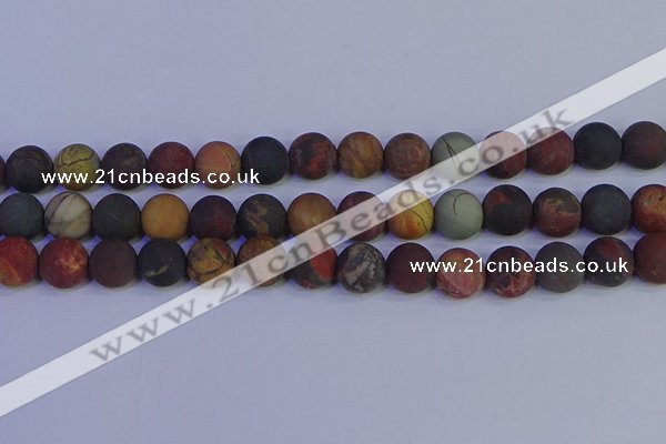 CPJ505 15.5 inches 14mm round matte picasso jasper beads wholesale