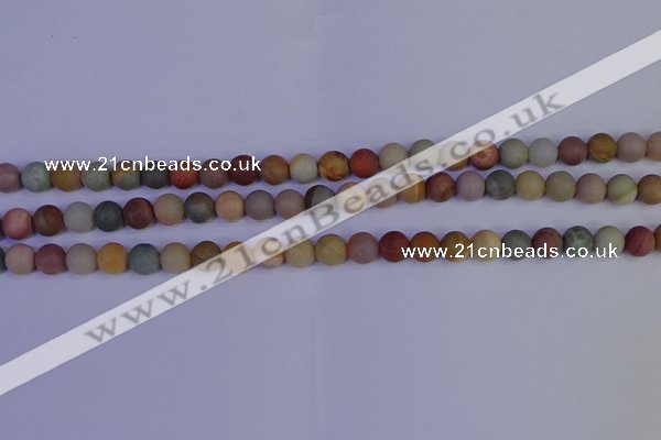 CPJ511 15.5 inches 6mm round matte polychrome jasper beads wholeasle