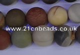 CPJ514 15.5 inches 12mm round matte polychrome jasper beads wholeasle