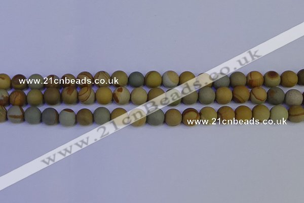 CPJ523 15.5 inches 10mm round matte wildhorse picture jasper beads