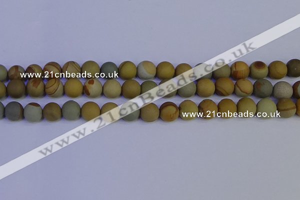 CPJ524 15.5 inches 12mm round matte wildhorse picture jasper beads