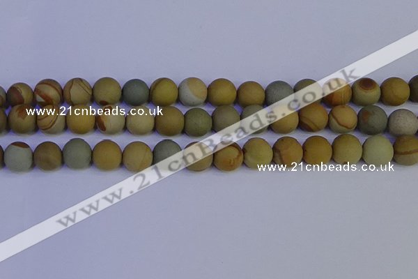 CPJ525 15.5 inches 14mm round matte wildhorse picture jasper beads