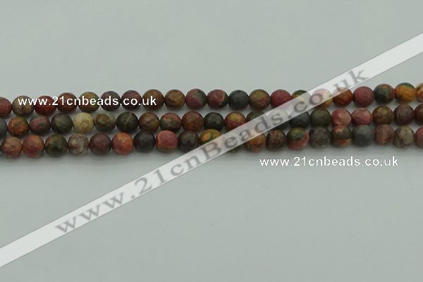 CPJ530 15.5 inches 4mm faceted round picasso jasper beads