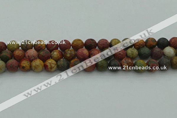 CPJ533 15.5 inches 10mm faceted round picasso jasper beads