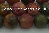 CPJ534 15.5 inches 12mm faceted round picasso jasper beads