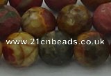 CPJ535 15.5 inches 14mm faceted round picasso jasper beads