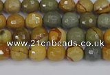 CPJ541 15.5 inches 6mm faceted round wildhorse picture jasper beads