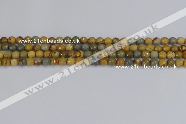 CPJ541 15.5 inches 6mm faceted round wildhorse picture jasper beads