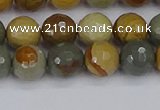 CPJ542 15.5 inches 8mm faceted round wildhorse picture jasper beads