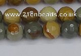 CPJ542 15.5 inches 8mm faceted round wildhorse picture jasper beads