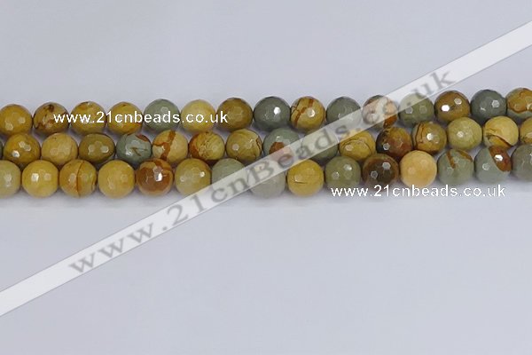 CPJ543 15.5 inches 10mm faceted round wildhorse picture jasper beads