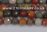 CPJ546 15.5 inches 4mm faceted round polychrome jasper beads