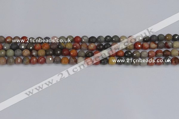 CPJ546 15.5 inches 4mm faceted round polychrome jasper beads