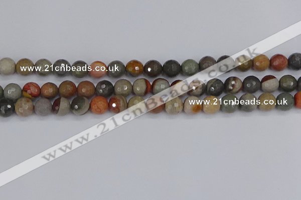 CPJ548 15.5 inches 8mm faceted round polychrome jasper beads