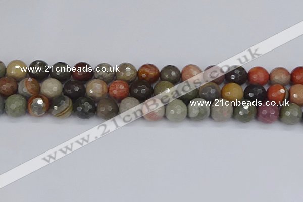 CPJ550 15.5 inches 12mm faceted round polychrome jasper beads