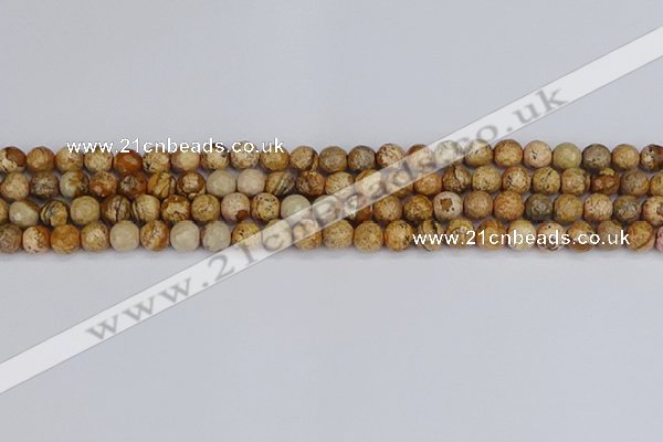 CPJ556 15.5 inches 6mm faceted round picture jasper beads