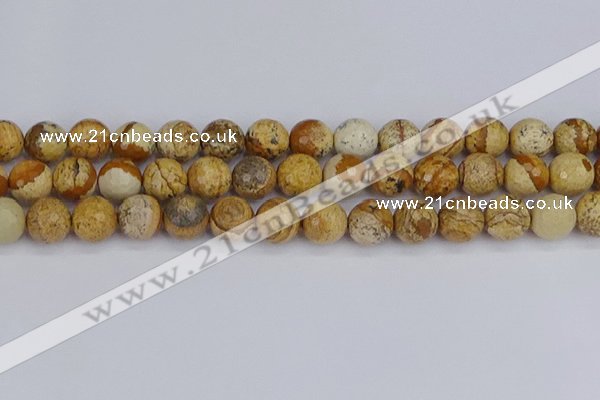 CPJ559 15.5 inches 12mm faceted round picture jasper beads