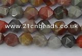 CPJ564 15.5 inches 6mm faceted nuggets polychrome jasper beads