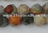 CPJ566 15.5 inches 10mm faceted nuggets polychrome jasper beads