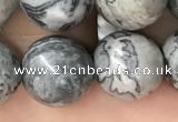 CPJ585 15.5 inches 14mm round grey picture jasper beads wholesale