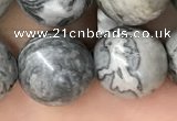 CPJ586 15.5 inches 16mm round grey picture jasper beads wholesale