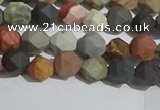 CPJ590 15.5 inches 6mm faceted nuggets matte polychrome jasper beads