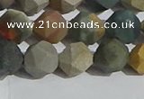 CPJ592 15.5 inches 10mm faceted nuggets matte polychrome jasper beads