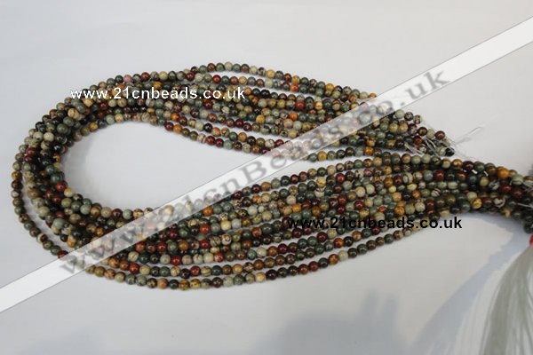 CPJ61 15.5 inches 4mm round picasso jasper gemstone beads