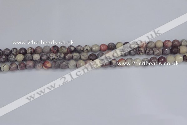 CPJ610 15.5 inches 4mm faceted round purple striped jasper beads