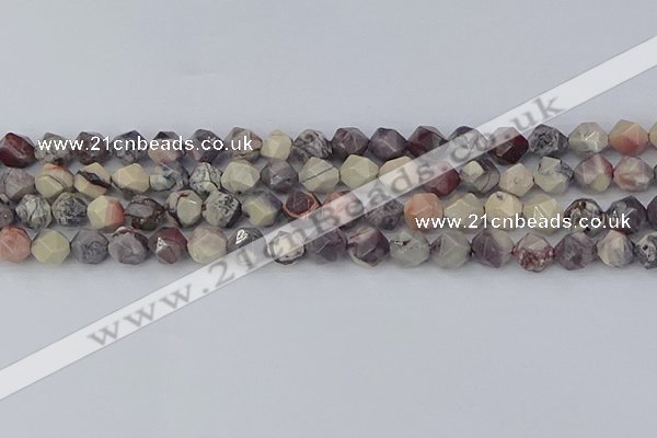 CPJ621 15.5 inches 8mm faceted nuggets purple striped jasper beads