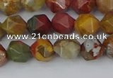 CPJ626 15.5 inches 6mm faceted nuggets picasso jasper beads