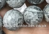 CPJ646 15.5 inches 16mm faceted round grey picture jasper beads