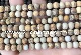 CPJ651 15.5 inches 6mm round matte picture jasper beads wholesale