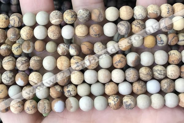 CPJ651 15.5 inches 6mm round matte picture jasper beads wholesale