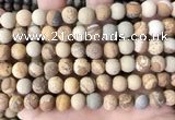 CPJ652 15.5 inches 8mm round matte picture jasper beads wholesale