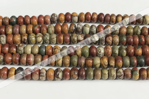 CPJ678 15.5 inches 5*8mm rondelle picasso jasper beads wholesale