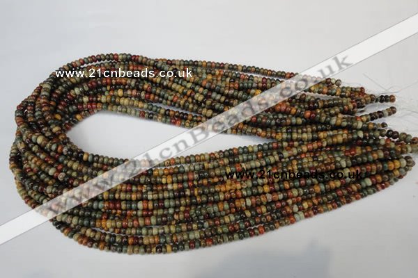 CPJ68 15.5 inches 2*4mm rondelle picasso jasper gemstone beads