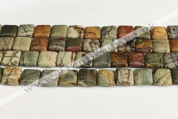 CPJ686 15.5 inches 12*12mm square picasso jasper beads wholesale