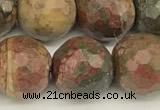 CPJ693 15 inches 12mm faceted round picasso jasper beads