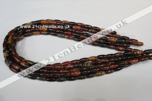 CPJ70 15.5 inches 6*12mm rice picasso jasper gemstone beads