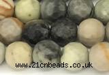 CPJ715 15 inches 6mm faceted round black picasso jasper beads