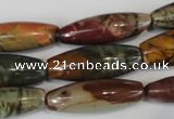 CPJ72 15.5 inches 10*30mm rice picasso jasper gemstone beads