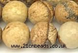 CPJ721 15 inches 8mm faceted round picture jasper beads