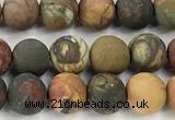 CPJ736 15 inches 6mm round matte picasso jasper beads