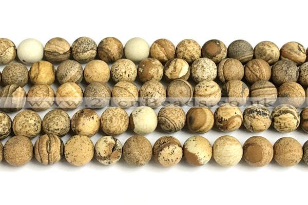 CPJ748 15 inches 10mm round matte picture jasper beads