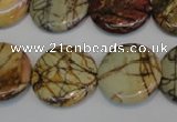 CPJ80 15.5 inches 25mm flat round picasso jasper gemstone beads